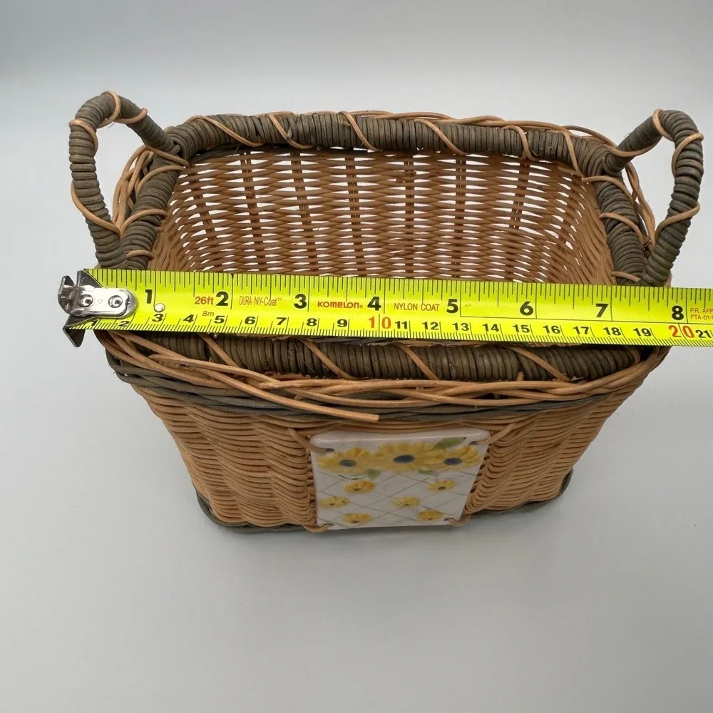 Cottage Vintage Wicker Basket Sunflower Ceramic‎ Tile